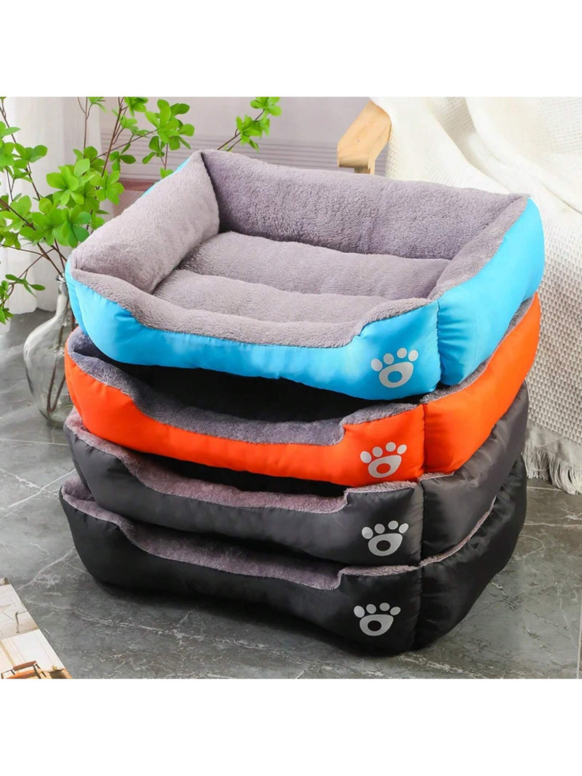 Color Square Winter Soft Warm House Dog Bed Dog Waterproof Bed Pet Bed Large Medium Small Dog House